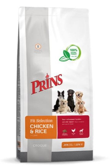 Prins hrana za pse Fit Selection Dog Chicken & Rice, 15 kg