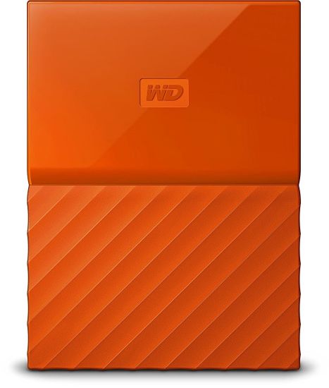 Western Digital prenosni zunanji disk My Passport, 2 TB, USB 3.0, oranžen