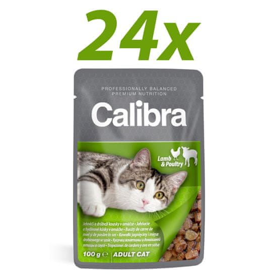 Calibra mokra hrana za mačke, jagnje in perutnina, 24x100 g