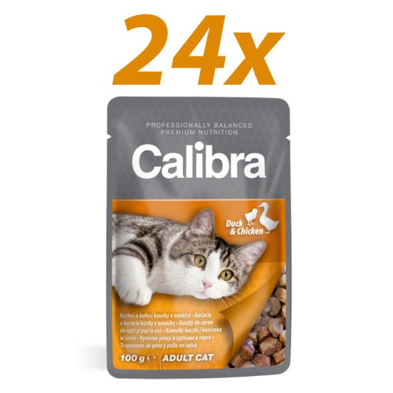 Calibra mokra hrana za mačke, raca in piščanec, 24 x 100 g