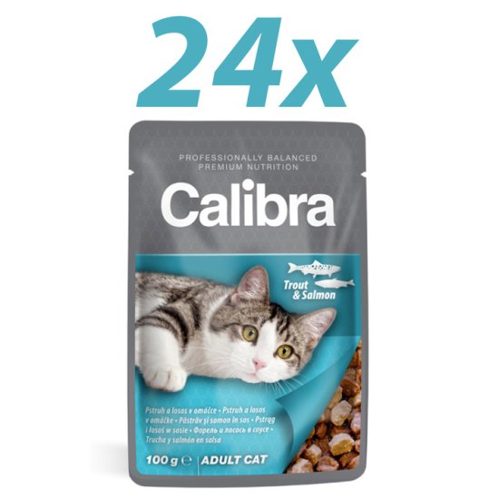 Calibra mokra hrana za mačke, postrv in losos, 24x100 g