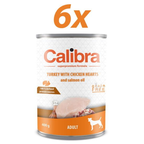 Calibra mokra hrana za pse Adult, puran in piščančji srčki, 6x400 g