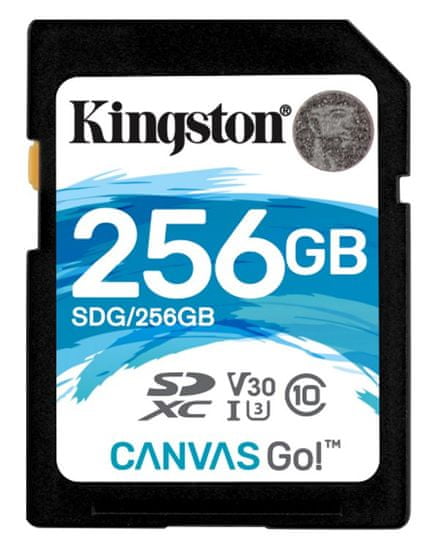 Kingston SDXC pomnilniška kartica Canvas Go, 256 GB, 90/45 MB/s, UHS-I U3