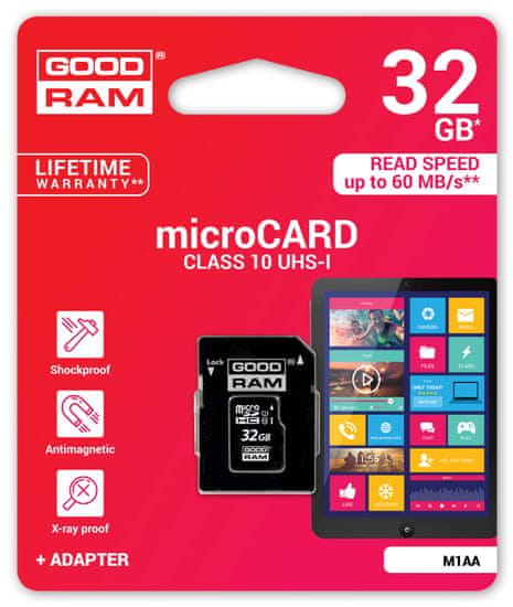 GoodRam spominska kartica microSD, 32GB + SD adapter