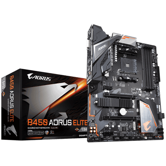 Gigabyte osnovna plošča B450 Aorus Elite, DDR4, SATA3, USB 3.1, DP, M.2, AM4, ATX - Odprta embalaža