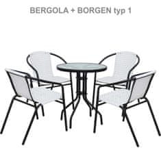 KONDELA Vrtni stol Bergola - bel/črn