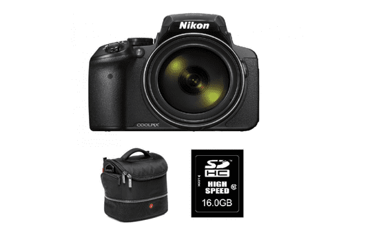 Nikon digitalni fotoaparat COOLPIX P900 + 16 GB SD kartica + torba