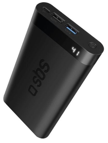 SBS prenosna baterija Slim, 8000 mAh, Fast Charge, črna