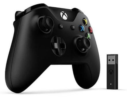 brezžični igralni plošček Xbox One, črn + USB adapter za Windows 10