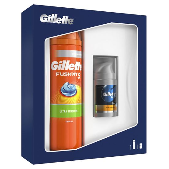 Gillette darilni komplet gel za britje Fusion5 Sensitive + balzam za po britju
