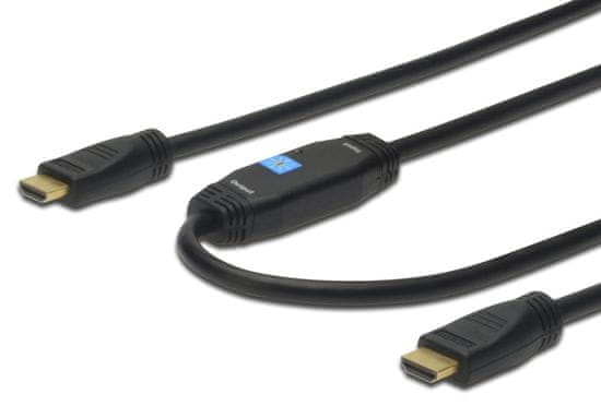 Digitus High Speed HDMI kabel z ojačevalcem in mrežno povezavo, 20 m, črn
