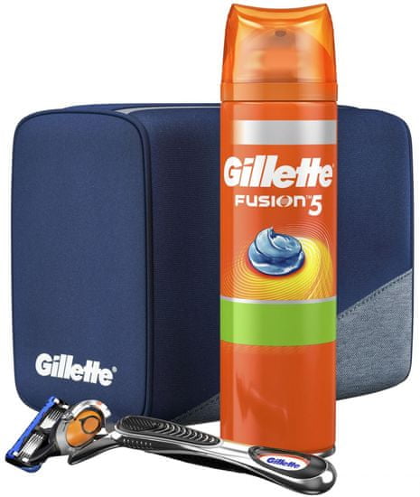 Gillette Fusion5 ProGlide britvica + Sensitive gel za britje + torba