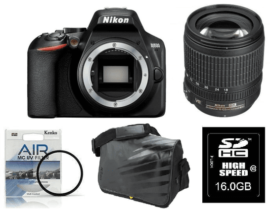 Nikon DSLR fotoaparat D3500 + 18-105VR + Fatbox 16GB + UV filter