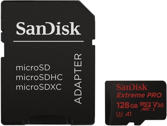 SanDisk spominska kartica Extreme Pro Micro SDXC A1 Class 10 V30 UHS-I U3, 128GB