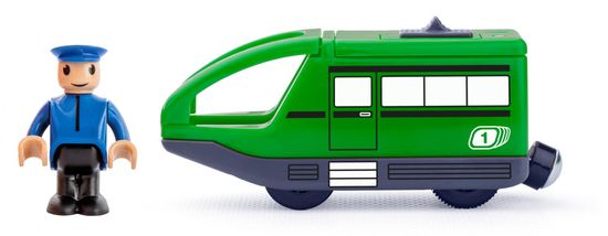 Woody sodobno električno vozilo z voznikom, zeleno