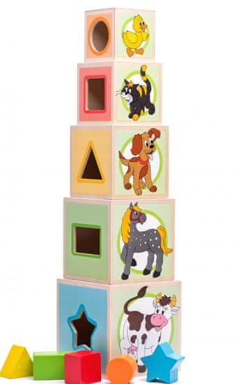 Woody kocke z motivom živali, lesene, didaktične, 10 kosov (šk.95005)