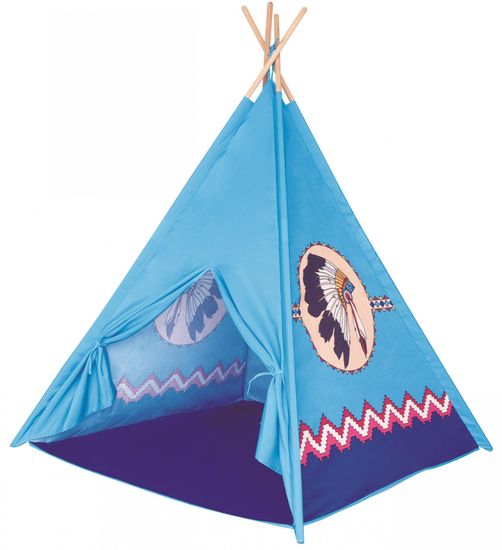 Bino indijanski šotor s štirimi stenami, moder - Odprta embalaža
