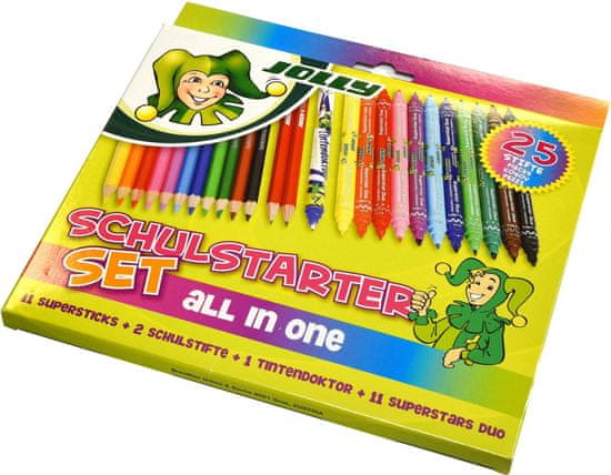 Jolly otroški set Schulstarter, 11 barvic, 11 flomastrov, 2 svničnika, brisalec