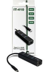 hub gigabit mrežni adapter IT-410, LAN, USB-C, 3-portni USB 3.0