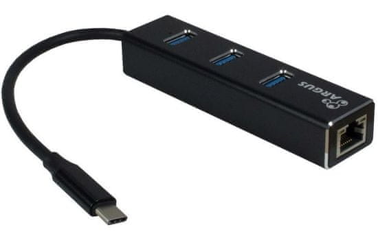 Inter-tech hub gigabit mrežni adapter IT-410, LAN, USB-C, 3-portni USB 3.0