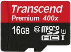 Transcend micro SDHC pomnilniška kartica 16GB1UHS-I + adapter (TS16GUSDU1)