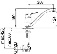 Herz Unitas klasična kuhinjska armatura Project m20, s kotnima ventiloma (01185)