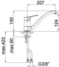 Herz Unitas klasična kuhinjska armatura Project m20, s kotnima ventiloma (01185) - odprta embalaža