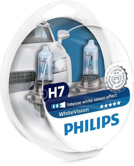 Philips žarnica Halogen H7 12V + W5W White Vision (Xenon efekt)