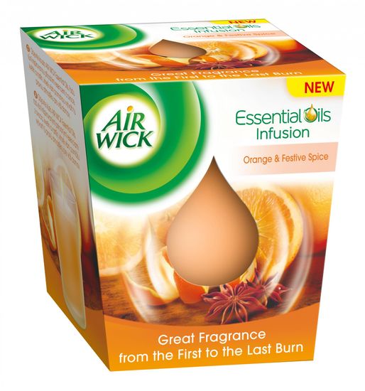 Air wick dišeča sveča Essential Oils Infusion, pomaranča in praznične začimbe