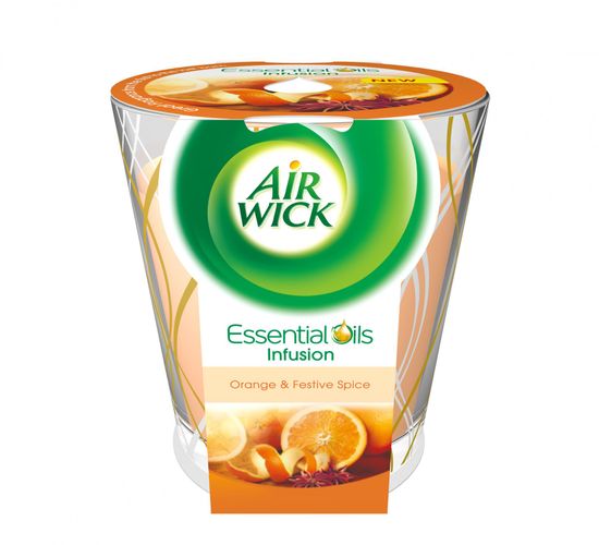 Air wick dišeča sveča Essential Oils Infusion DECO, pomaranča in praznične začimbe