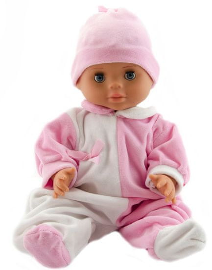 Teddies dojenček, 40 cm, z belo rožnatim bodijem in rožnato kapo