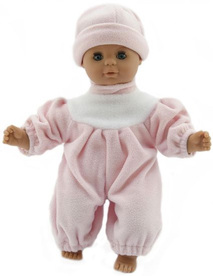 Teddies dojenček, 30 cm, s svetlo roza obleko in roza kapo