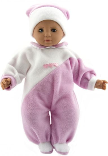 Teddies dojenček v roza-beli oblekici s kapo, 50 cm