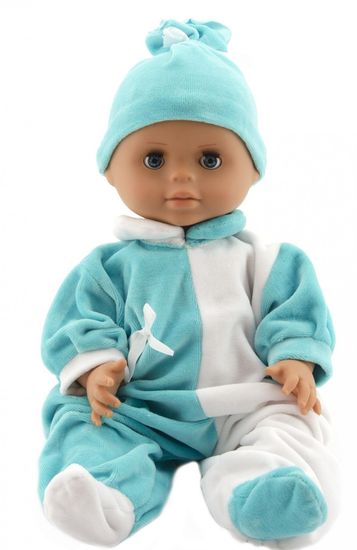 Teddies dojenček v oblekici s kapo, 40 cm, modro-bela