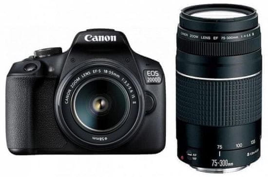 Canon digitalni fotoaparat EOS 2000D + EF-S 18-55 IS + EF 75-300 DC - Odprta embalaža