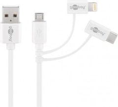 Goobay kabel 3v1, MicroUSB/USB-C Apple Lightning, 1 m