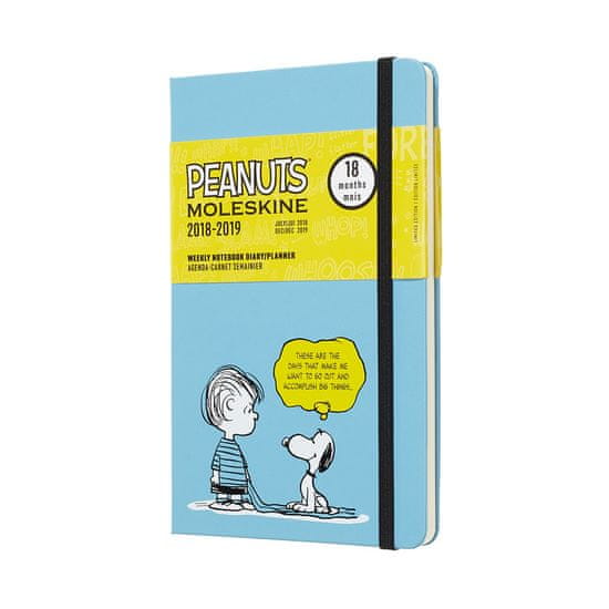 Moleskine planer/beležka Peanuts Weekly Notebook 2018/2019 Limited Edition, modra
