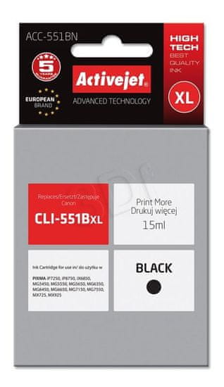 ActiveJet črnilo Canon CLI-551BkXL, črno