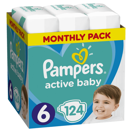 Pampers plenice Active Baby 6 Extra Large (13-18 kg) 124 kosov