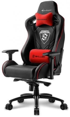 Sharkoon stol Gaming Skiller SGS4, črn/rdeč