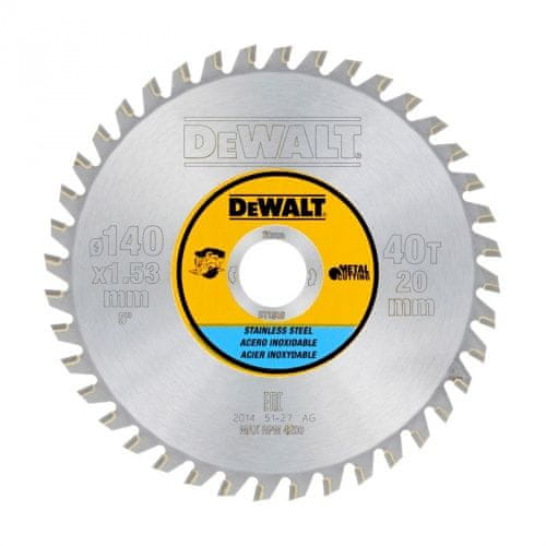 DeWalt list za krožno žago,140/20, 40 zob, za aluminij in kovino (DT1918)