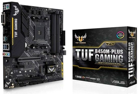ASUS osnovna plošča TUF B450M-Plus Gaming, DDR4, USB 3.1 Gen 2, AM4, mATX