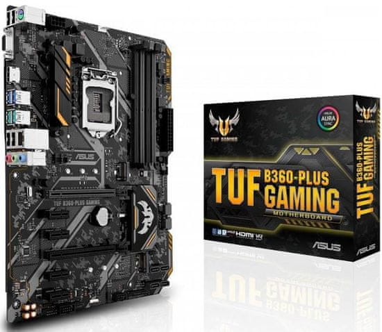 ASUS osnovna plošča TUF B360-Plus Gaming, DDR4, USB 3.1 Gen 2, LGA1151, ATX