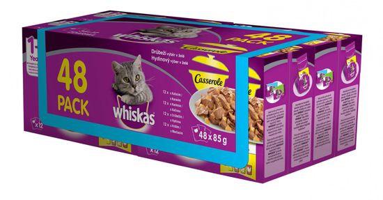 Whiskas hrana v želeju mačja Casserole, 48pack - Odprta embalaža
