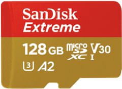 SanDisk spominska kartica Extreme Micro SDXC 128GB A2 C10 V30 UHS-I + adapter (SDSQXA1-128G-GN6MA)