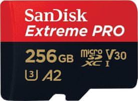 Micro SDXC Extreme Pro memory card + SD adapter, 256GB