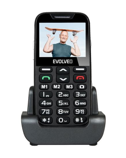 Evolveo telefon za starejše Easyphone XD, črn