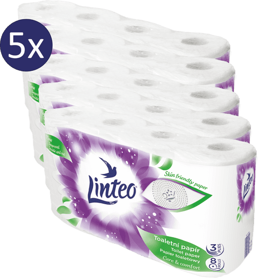 LINTEO Toaletni papir, 3-slojni, 5 x 8 rolic