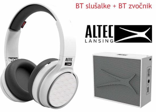 Altec Lansing Ring N Go + Pocket, Bluetooth slušalke in zvočnik - komplet, bel