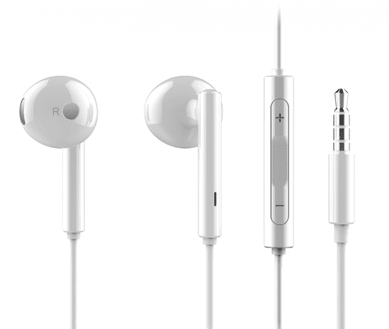 Huawei slušalke AM115, 3,5 vtič z gumbom za nastavitev glasnosti, bele (EU), blister